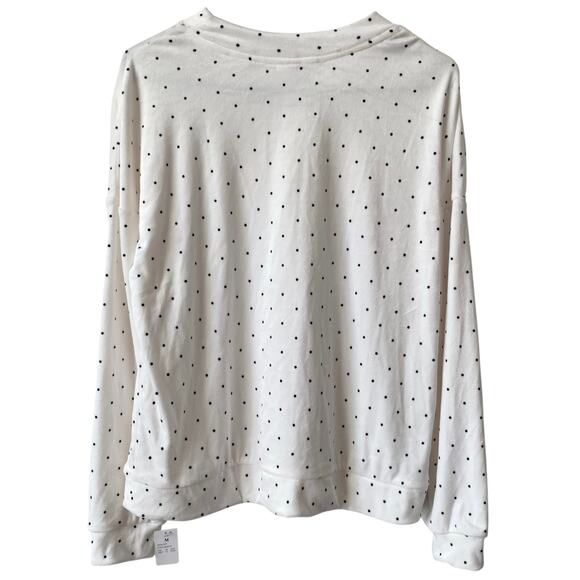 NEW AUDEN Ultra Soft Sleepwear Top Cream Dot Size Medium Long Sleeve Cozy Warm - Picture 2 of 3